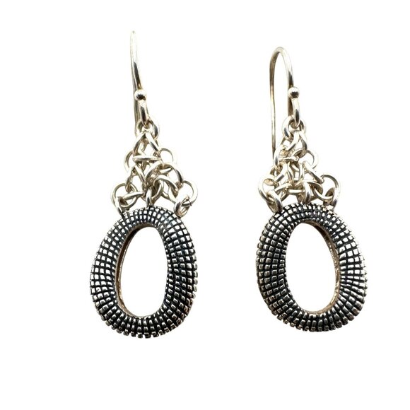 Michael Dawkins Women's Earrings Sterling Silver Textured Circle 1.5" Pierced - Picture 1 of 3